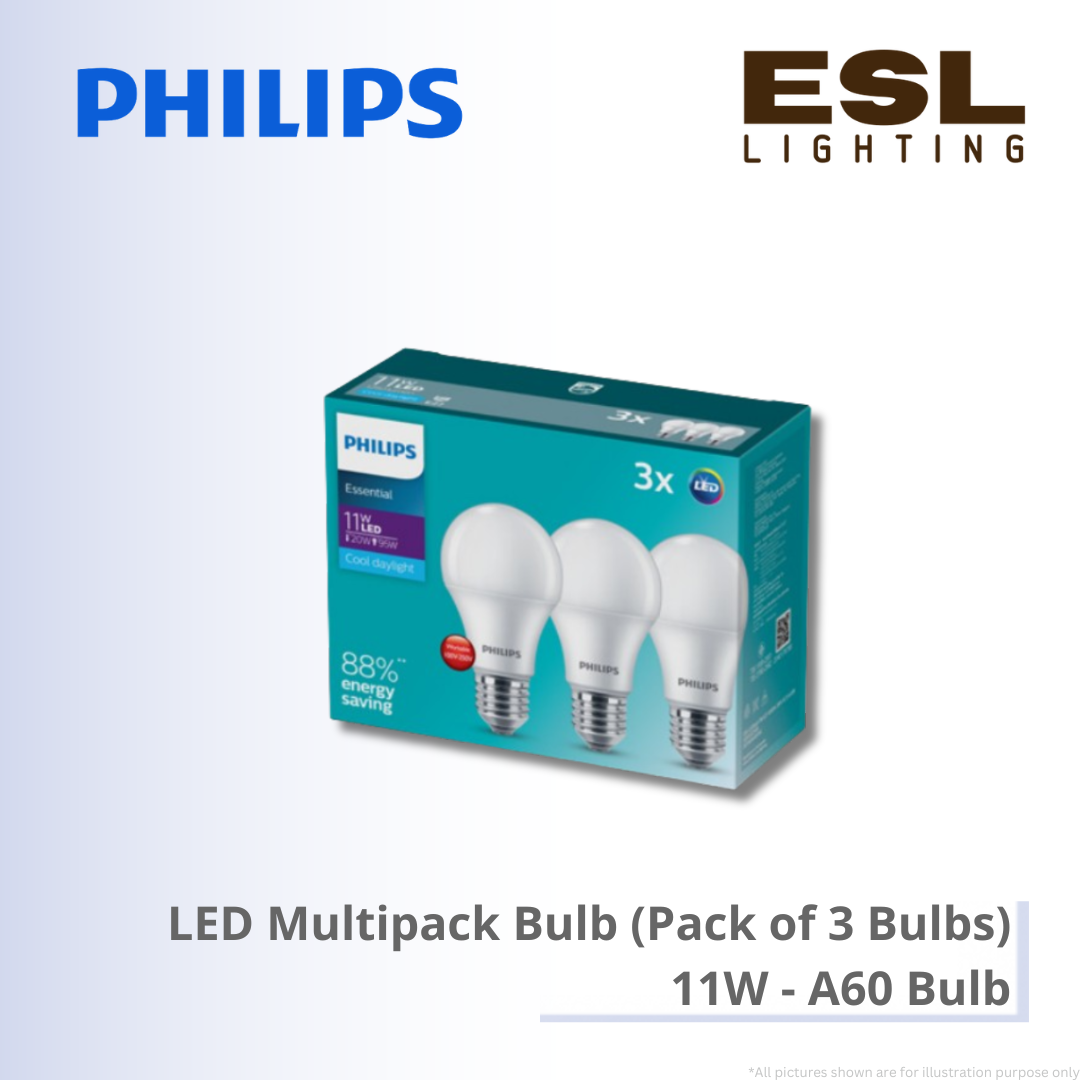 PHILIPS LED Multipack Bulb (Pack of 3 Bulbs) 11W - A60 Bulb