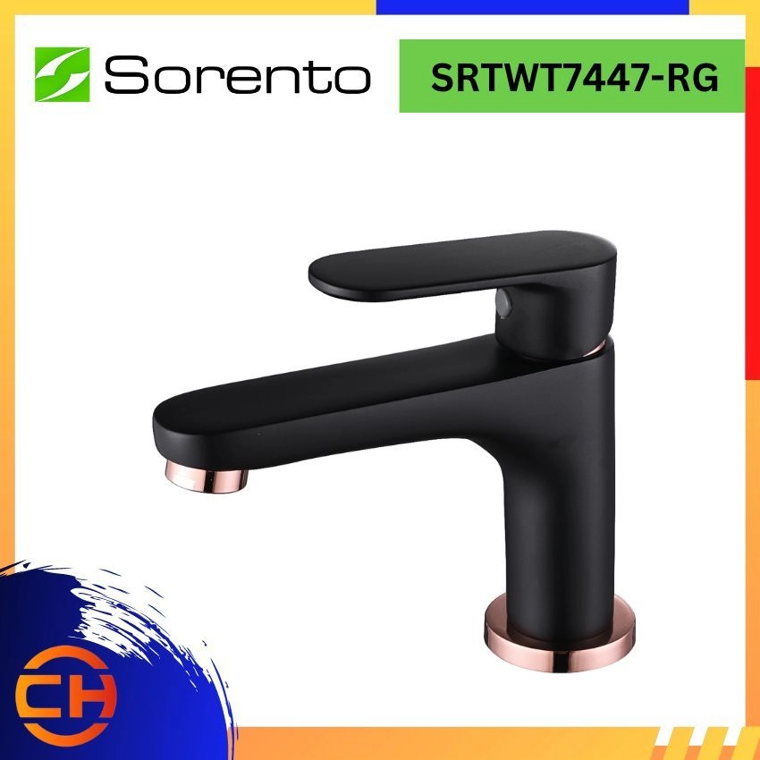 SORENTO BASIN COLD TAP SRTWT7447-RG Basin Cold Tap Rose Gold + Matt Black 