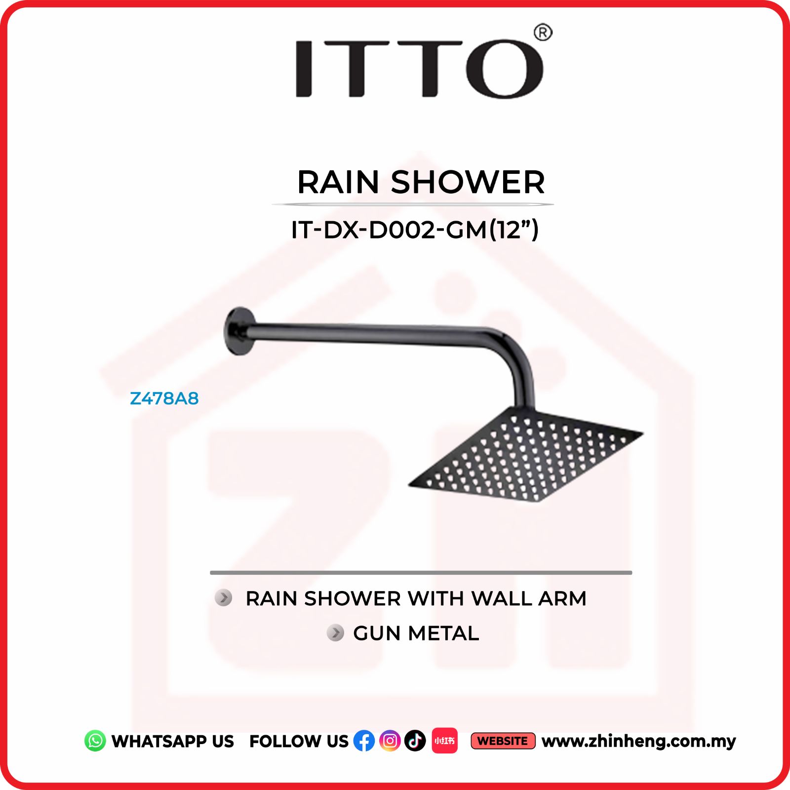 ITTO RAIN SHOWER  IT-DX-D002-GM(12")
