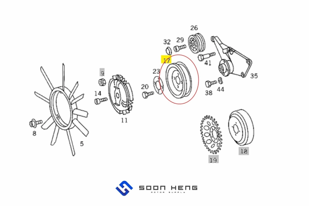 Mercedes-Benz with Engine M103/ M104 - Fan Clutch Pulley (Original MB)