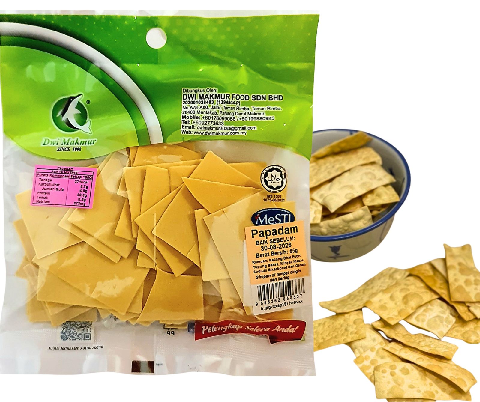 Papadam 65 Grams RM3.50 X 10 Units C.Dwi Makmur