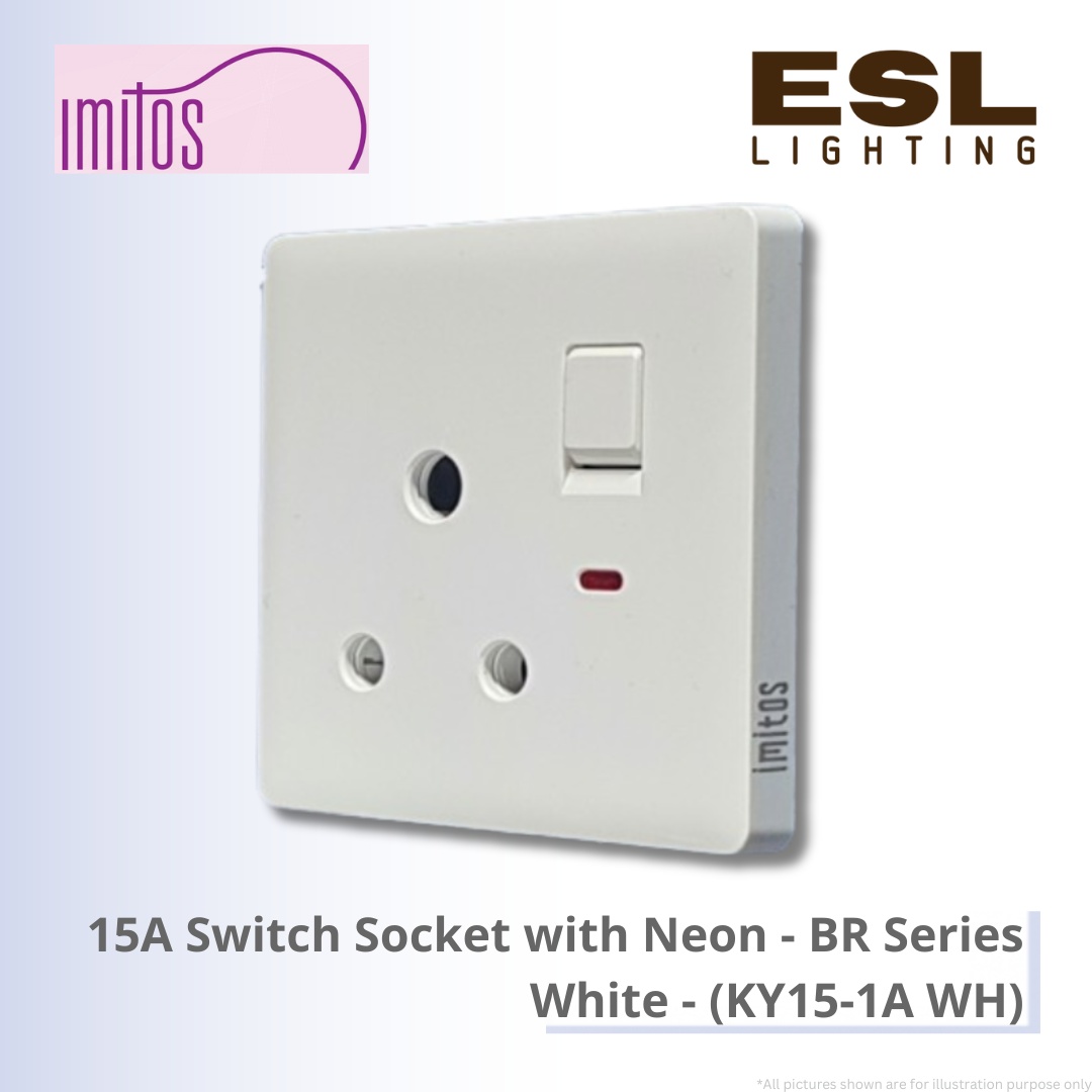 IMITOS 15A Switch Socket with Neon (BR Series) White - KY15-1A WH [SIRIM]