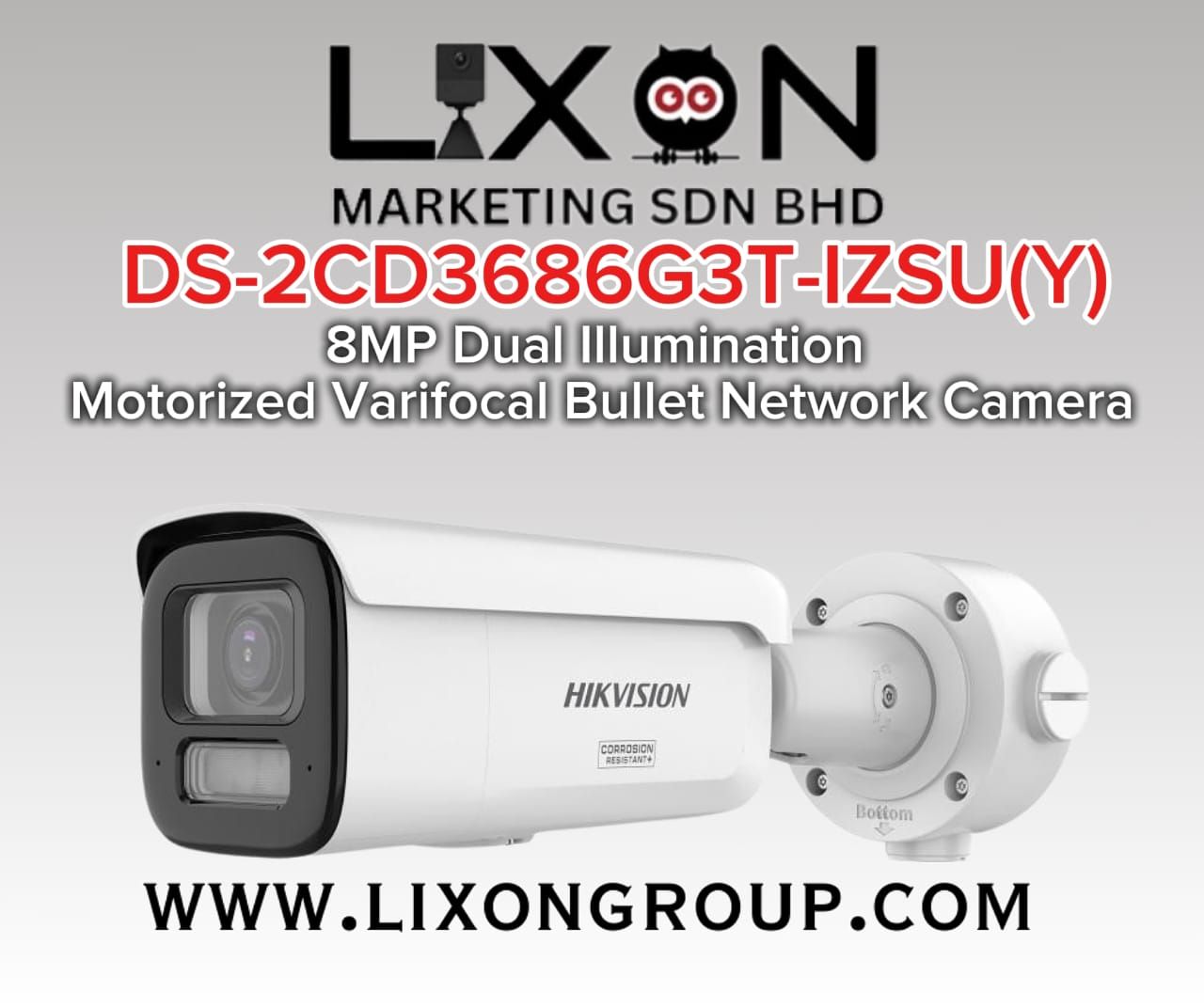 HIK VISION DS-2CD3686G3T-IZSU(Y) 8MP AcuSense Varifocal Bullet Network Camera
