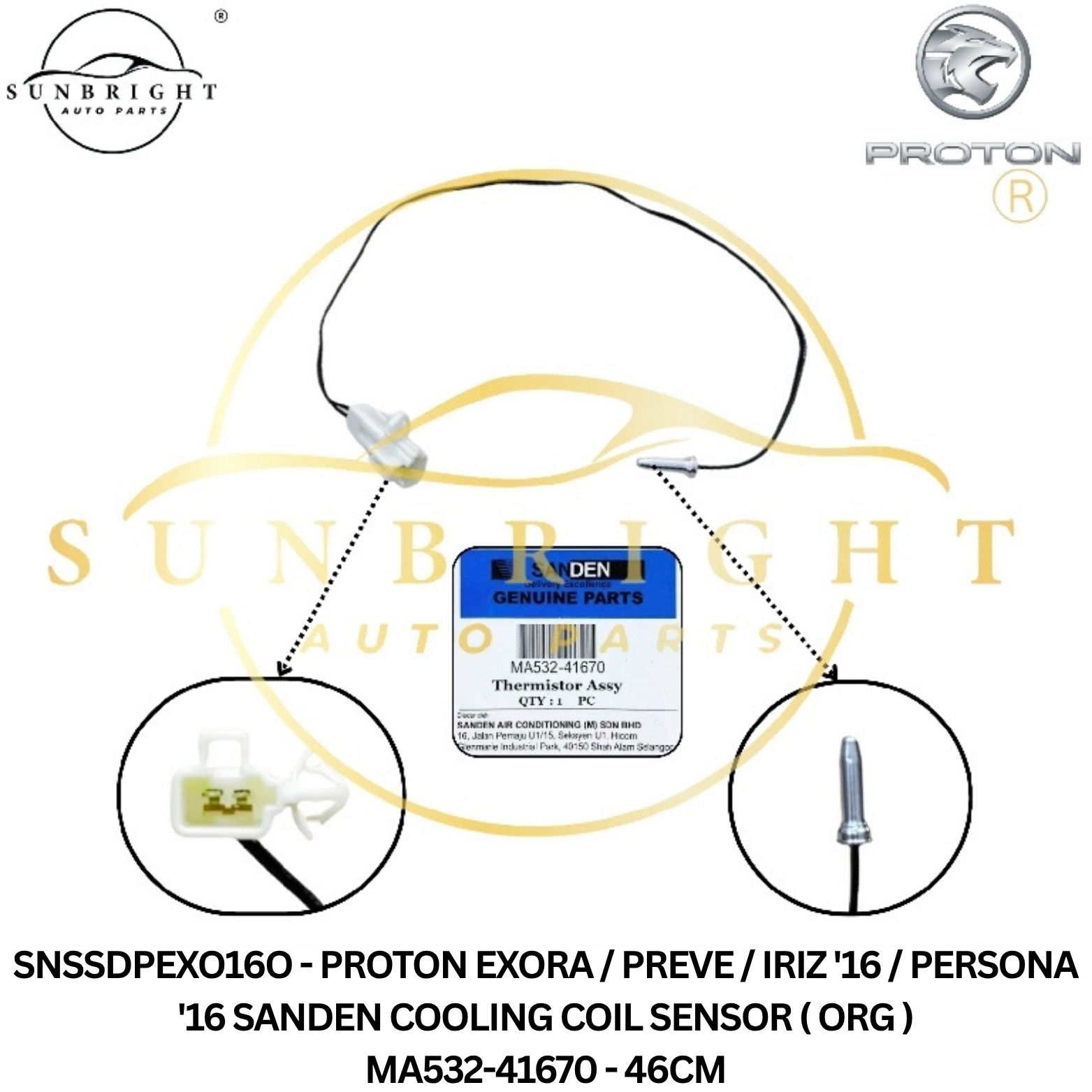 SNSSDPEXO16O - PROTON EXORA / PREVE / IRIZ '16 / PERSONA '16 SANDEN COOLING COIL SENSOR ( ORG ) MA532-41670 - 46CM