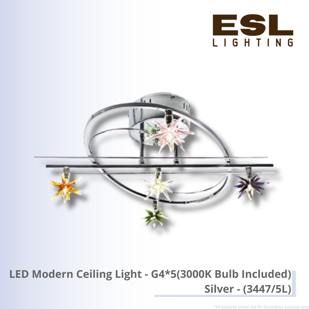 LED Modern Ceiling Light G4*5(3000K Bulb Included) Silver - 3447/5L