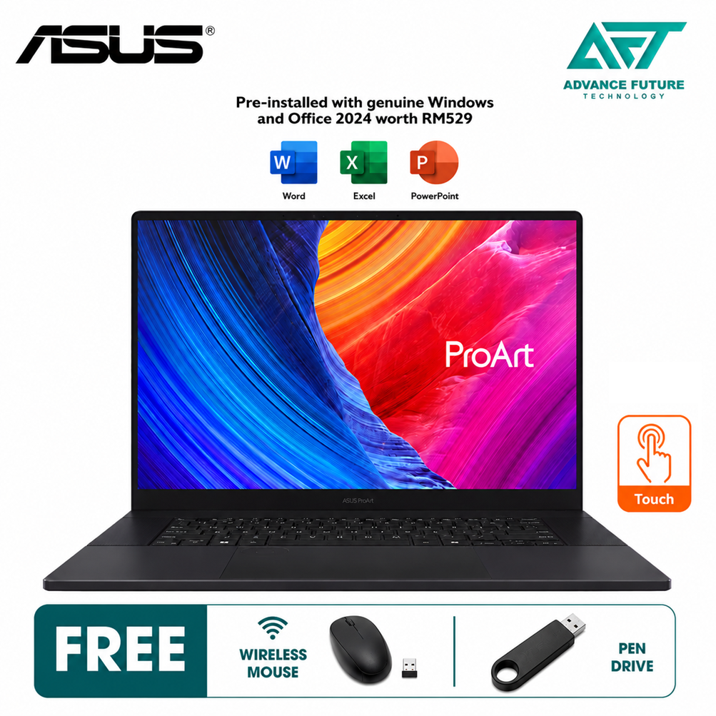 Asus ProArt P16 H7606W-PSR274WS 16" 3K OLED Touch Laptop Nano Black ( AMD Ryzen AI 9 HX 370, 32GB, 2TB SSD, RTX5070, W11, H&S 2024&M365 )