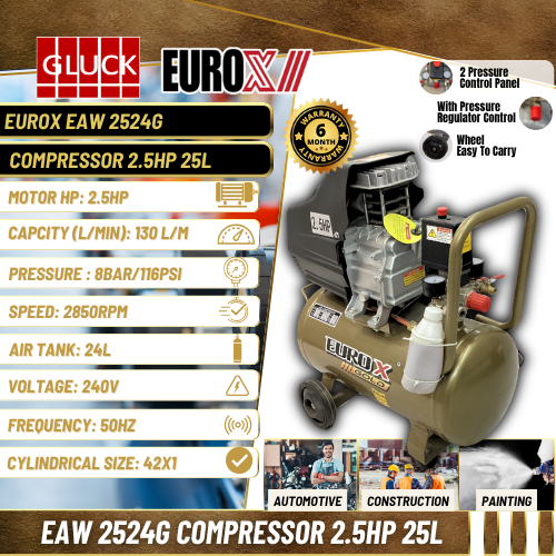 EAW2524G EuroX Air Compressor 2.5Hp 24L EAW2524G