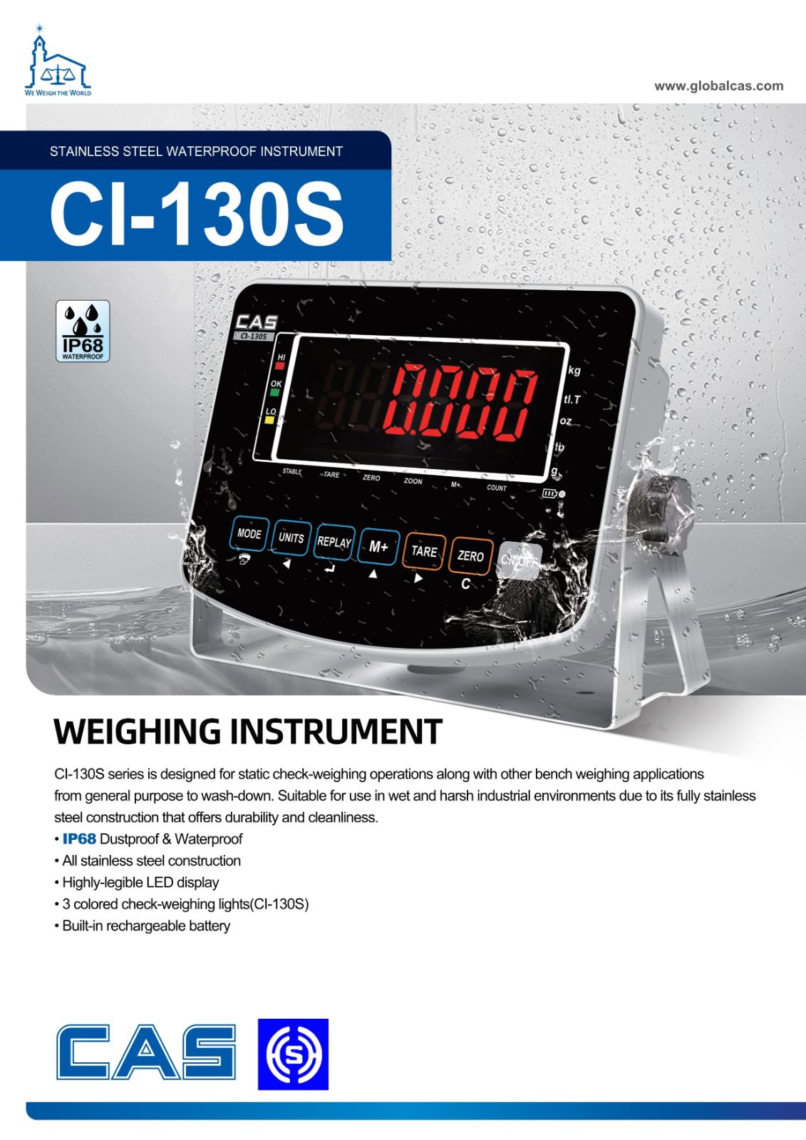 CAS CI-130S Stainless Steel Waterproof Indicator