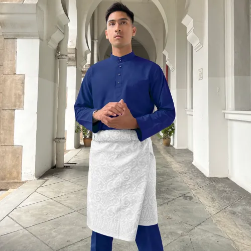 Baju Melayu Cekak Musang Tetra Cotton Slim Fit Sepasang (CNSP)  Royal Blue