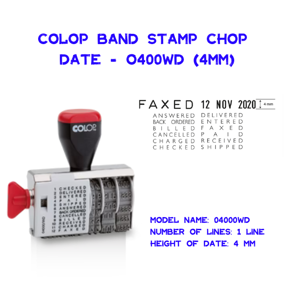 Colop Brand Stamp Chop Date O400WD