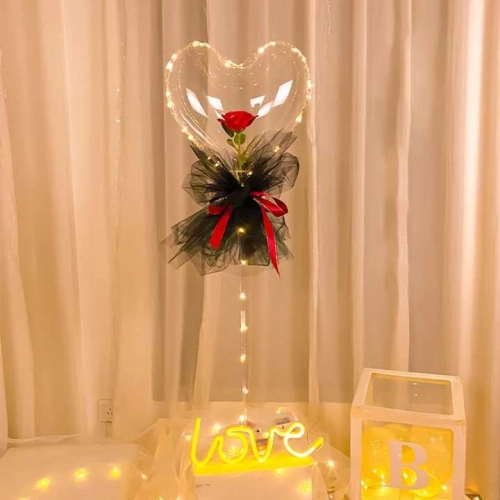 24inch Bubble Balloons Heart Shape - 10pcs (B-24LBB-10)