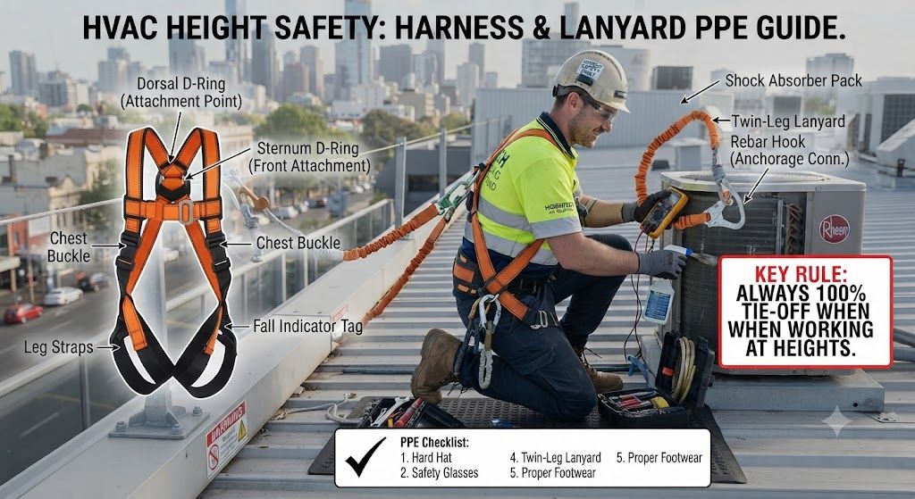 HVAC harness and lanyard PPE guide