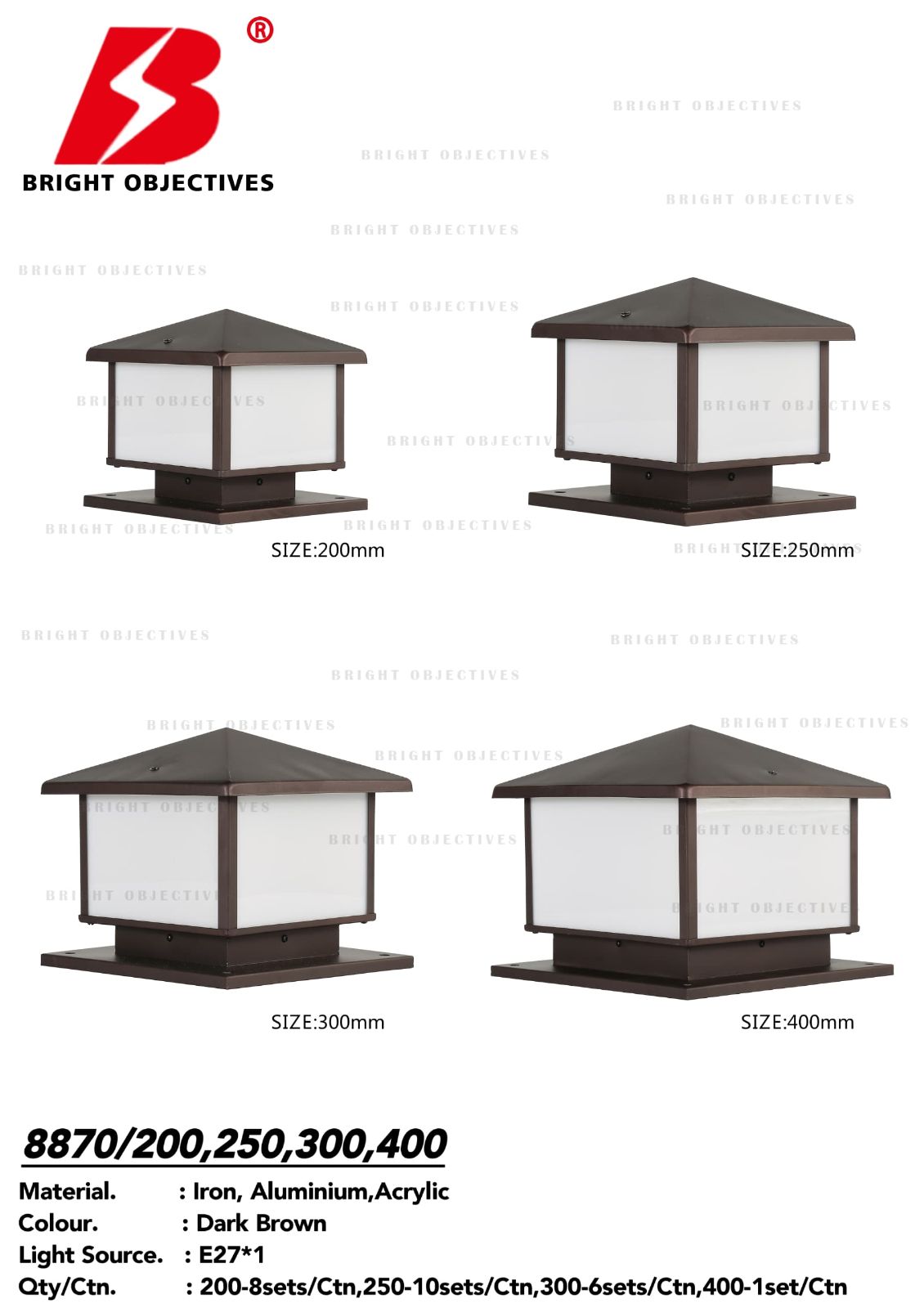 Outdoor Pillar Gate Lamp 8870