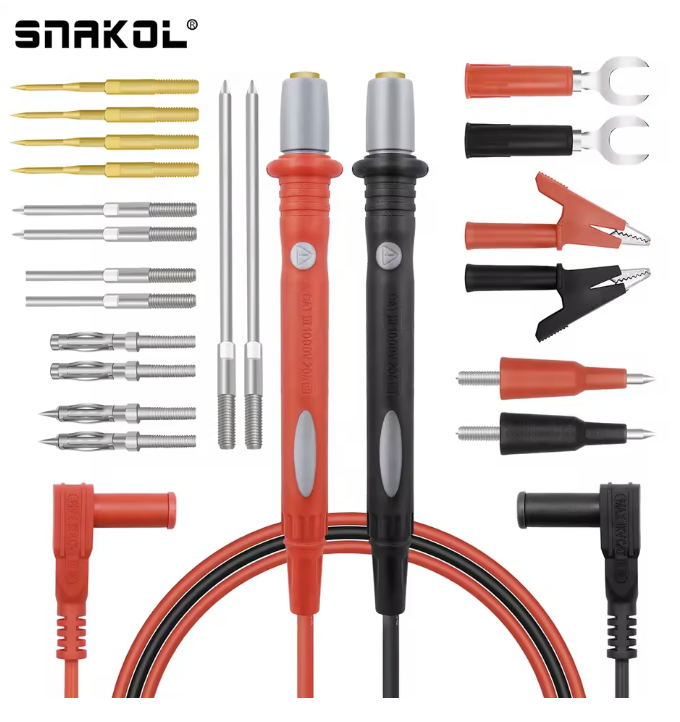 SNAKOL 22pcs Silicone Test Leads Kits for Multimeter with Replaceable Needle Tip, Universal Test Leads with Alligator Clips