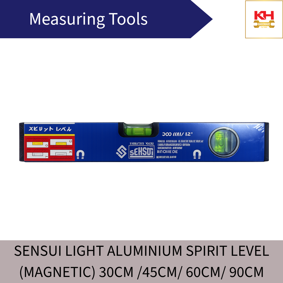 SENSUI Light Aluminium Spirit Level (Magnetic) 30cm / 45cm / 60cm / 90cm