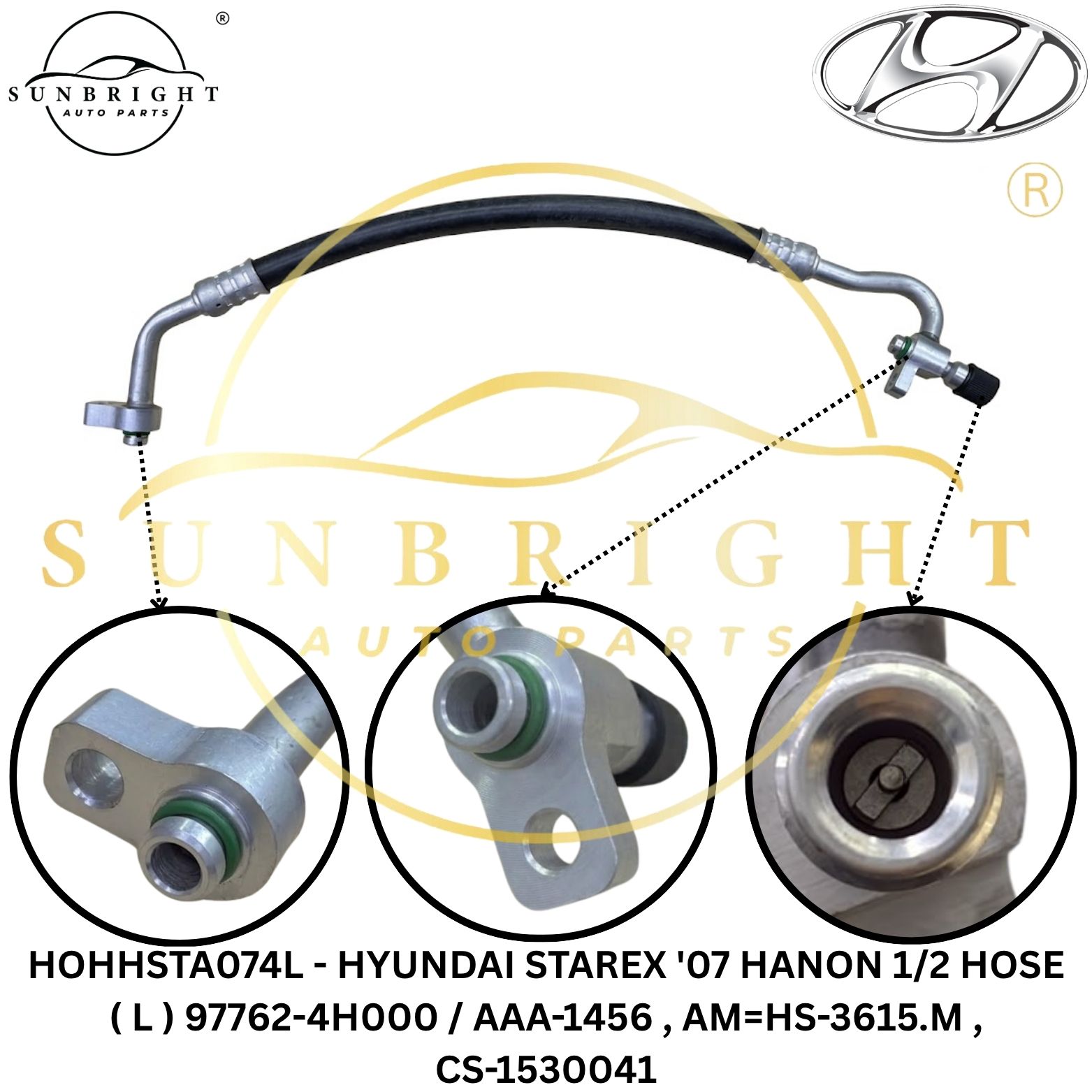 HOHHSTA074L - HYUNDAI STAREX '07 HANON 1/2 HOSE ( L ) 97762-4H000 / AAA-1456 , AM=HS-3615.M , CS-1530041