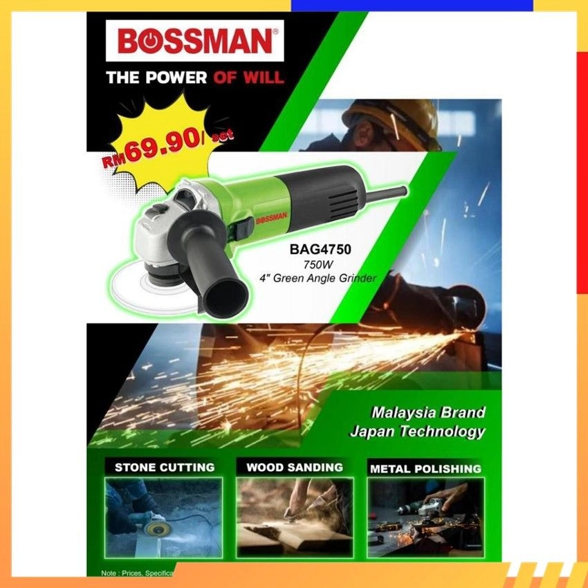 Bossman 750W 4" Angle Grinder BAG4750 BAG 4750 / Mesin pengisar sudut