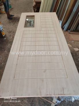 Plywood Door With View Glass And Router Line