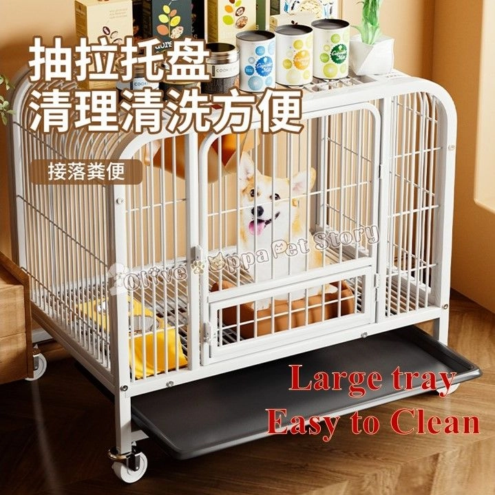 PREMIUM Pet Cage Bold Metal Large Dog Cage Kennel Crate Stainless Steel With 4 Wheels 狗狗笼子 狗笼子带轮子 宠物大笼子