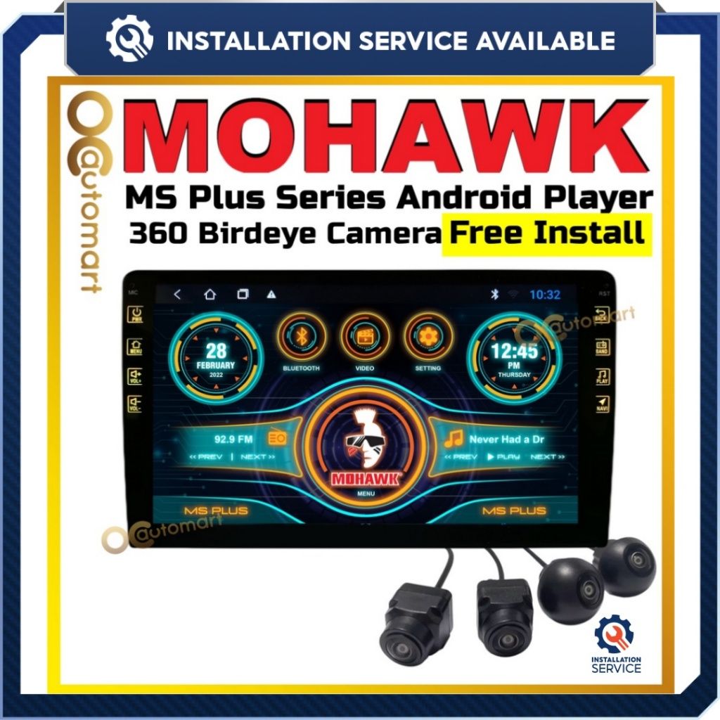 Free Install Free 360 Camera Mohawk Ms Plus Series Car Android player With 3D 360 Reverse Camera