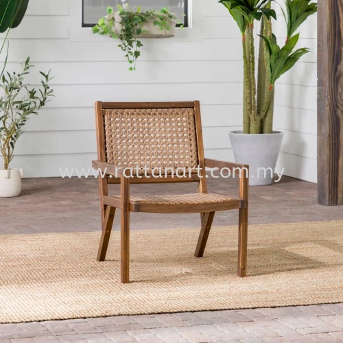 SHANTEL. WOODEN RATTAN LOUNGE CHAIR