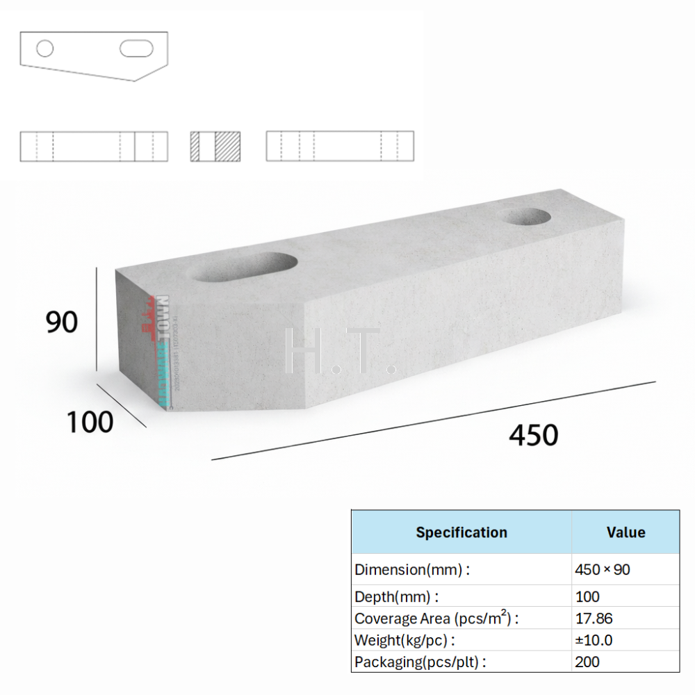 VENTILATION BLOCK - VB 945.90 (LWH 450 x100 x 90) mm LDH