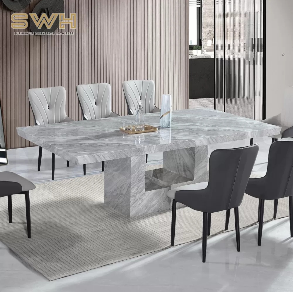 LOUISE 8 Seater Marble Dining Table Set | Dining Furniture Shop