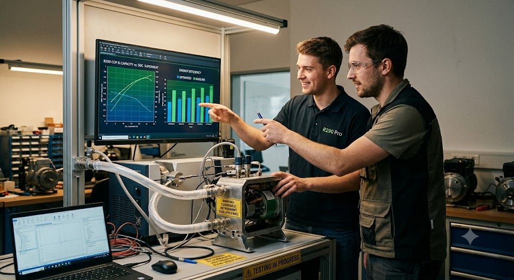 R290 compressor efficiency optimization