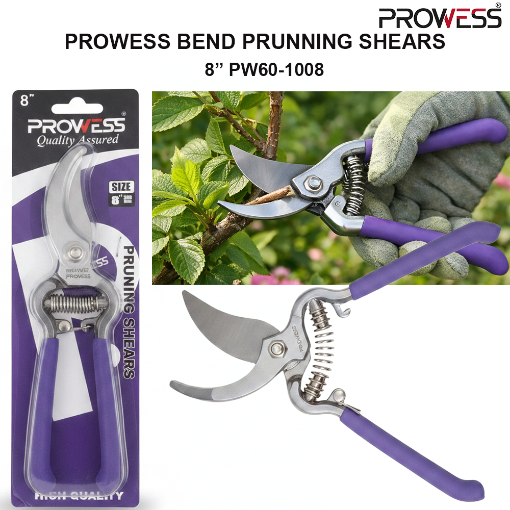 PROWESS BEND PRUNING SHEARS 8" | CURVED GARDEN PRUNING SECATEURS | PROFESSIONAL PLANT CUTTING TOOL ( PW60-1008 )