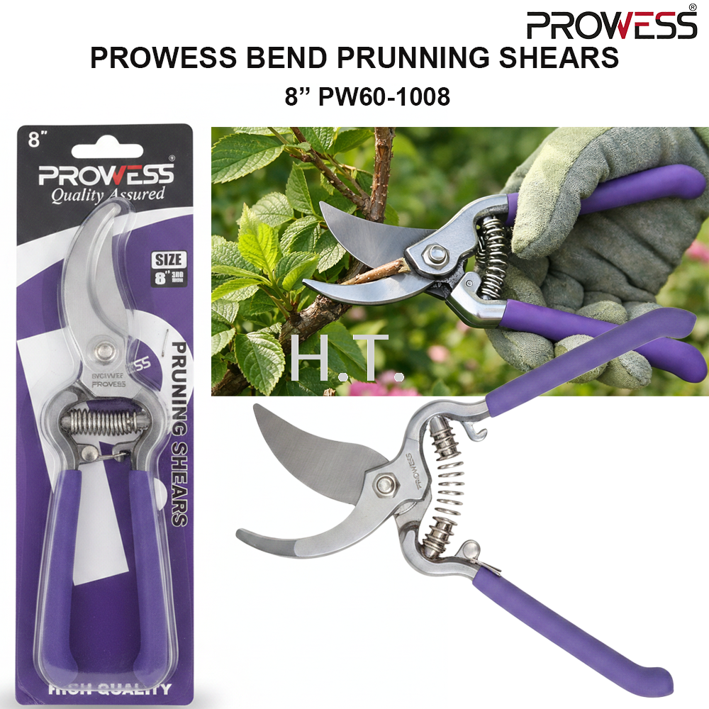 PROWESS BEND PRUNING SHEARS 8" | CURVED GARDEN PRUNING SECATEURS | PROFESSIONAL PLANT CUTTING TOOL ( PW60-1008 )