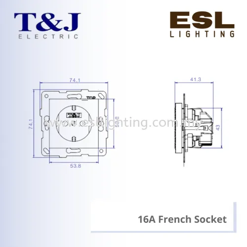 T&J LAVINA"95" SERIES 16A French Socket - JC816V-W-LAL / JC816V-W-LBE / JC816V-W-LBL / JC816V-W-LBR / JC816V-W-LGR / JC816V-W-LIV / JC816V-W-LLA / JC816V-W-LSI / JC816V-W-LTP / JC816V-W-LWH