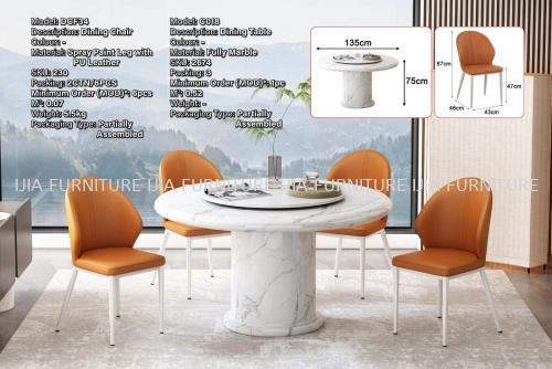 Fully Marble Dining Table - C018 | Dining Chair DCF34