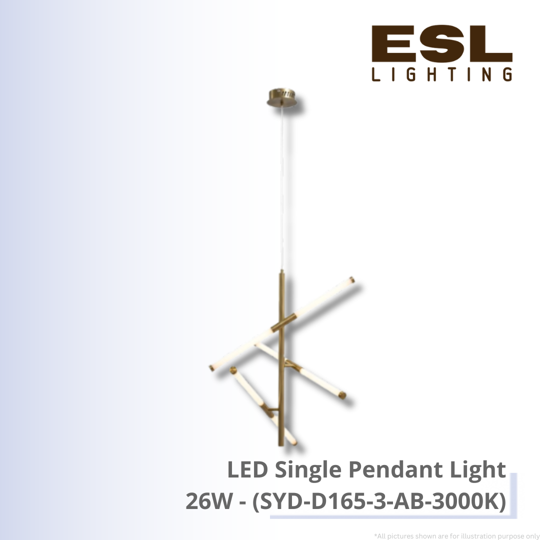 LED Single Pendant Light 26W - SYD-D165-3-AB-3000K
