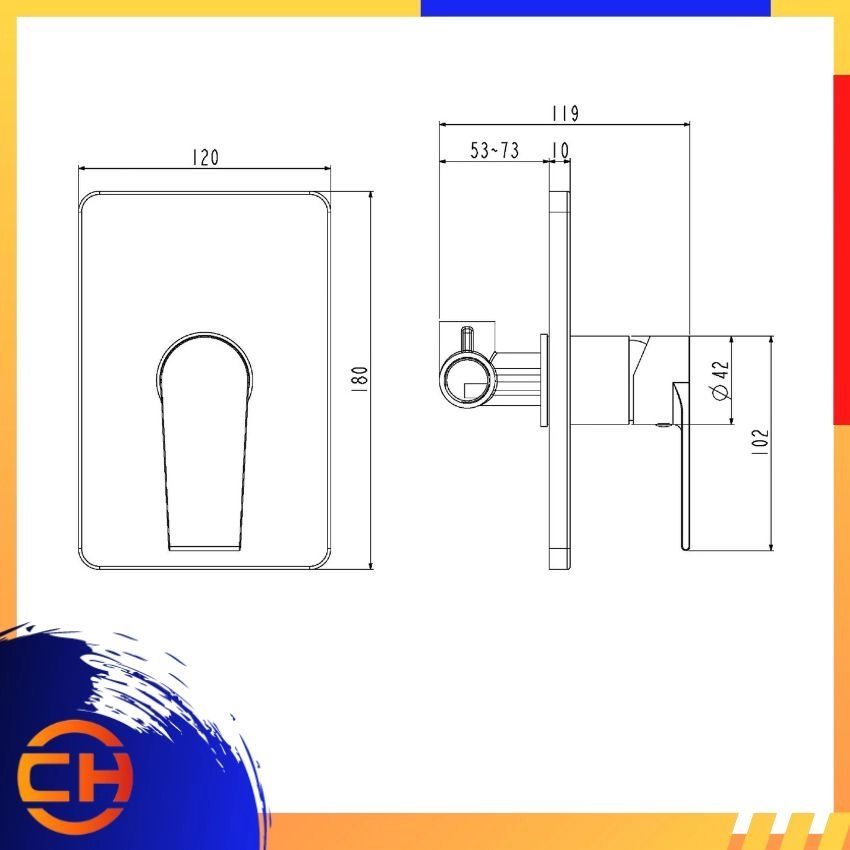 SORENTO BATHROOM SHOWER MIXER TAP SRTWT8253-GM Concealed Shower Mixer Tap Gunmetal ( L120MM x W119MM x H180MM ) 