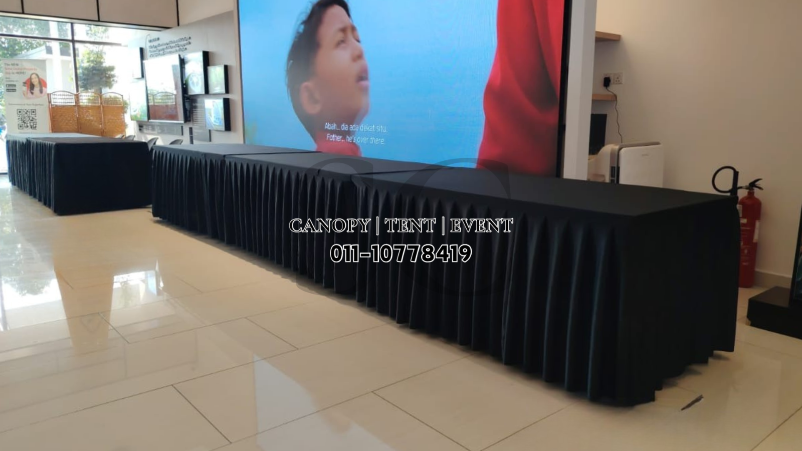 Long Table with Full Skirting Table Cloth