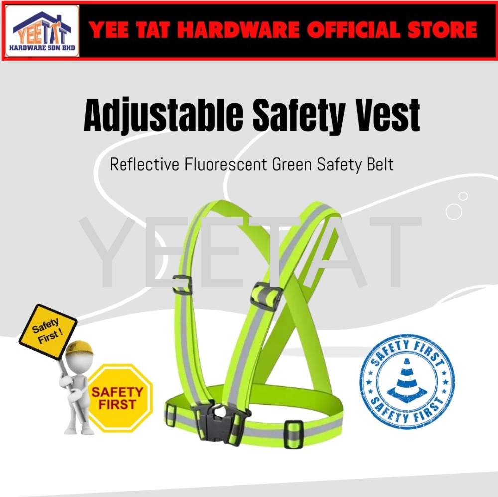 Adjustable Safety Vest Fluorescent Green And Orange / Cycling & Running Visibility / Reflective Safety Belt