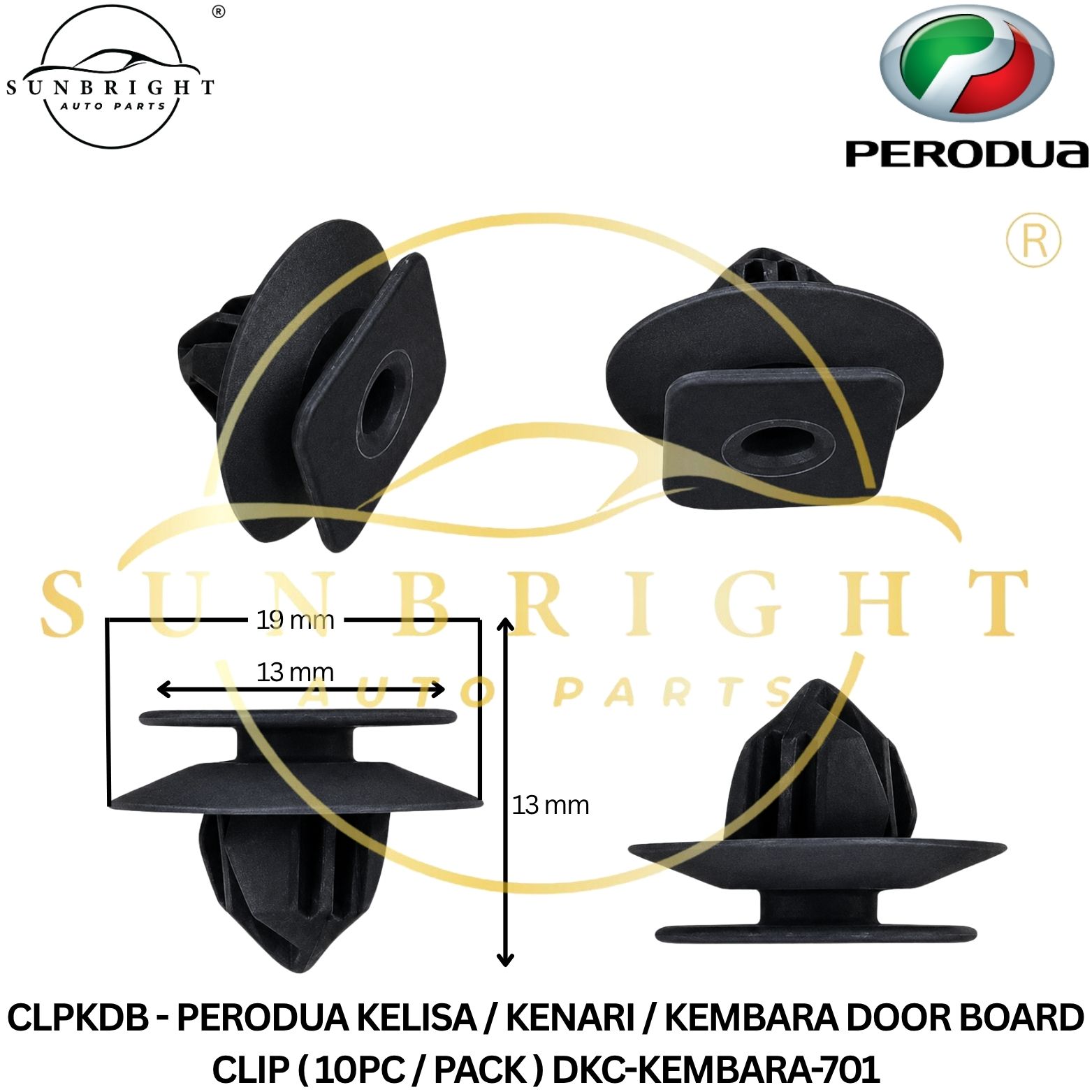 CLPKDB - PERODUA KELISA / KENARI / KEMBARA DOOR BOARD CLIP ( 10PC / PACK ) DKC-KEMBARA-701
