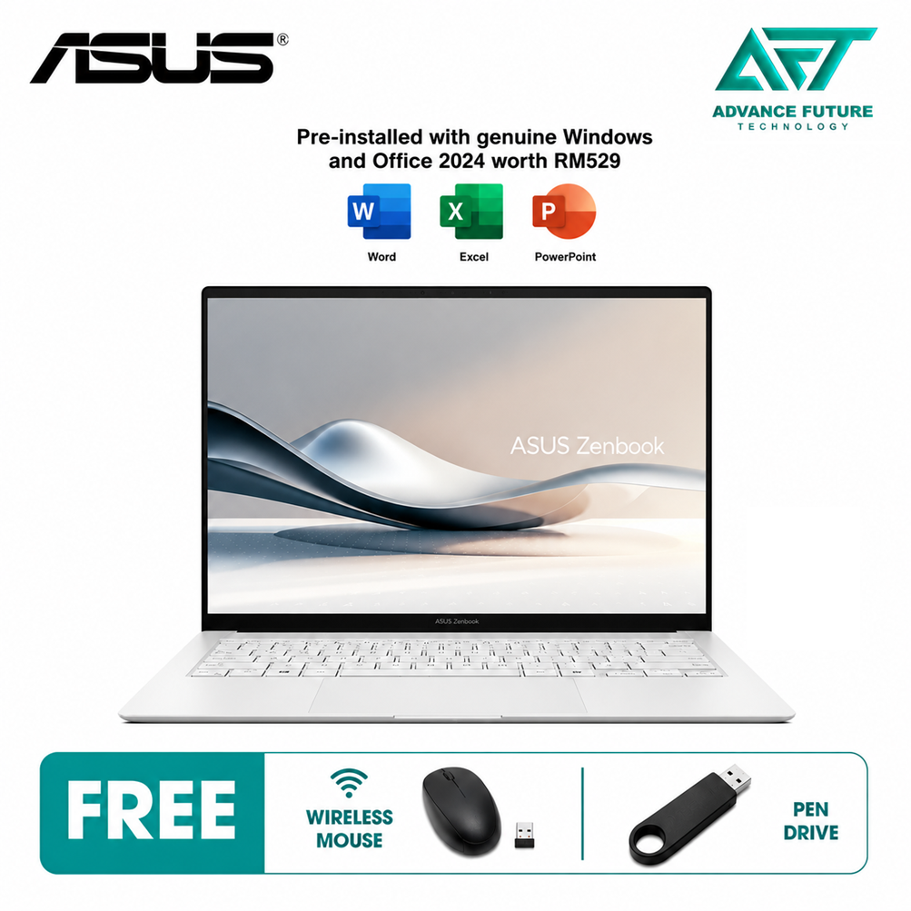 Asus Zenbook S 14 UX5406S-APV209WMS 14" 3K OLED Laptop Scandinavian White ( Intel Core Ultra 7 258V, 32GB, 1TB SSD, Intel, W11, H&S 2024&M365 )