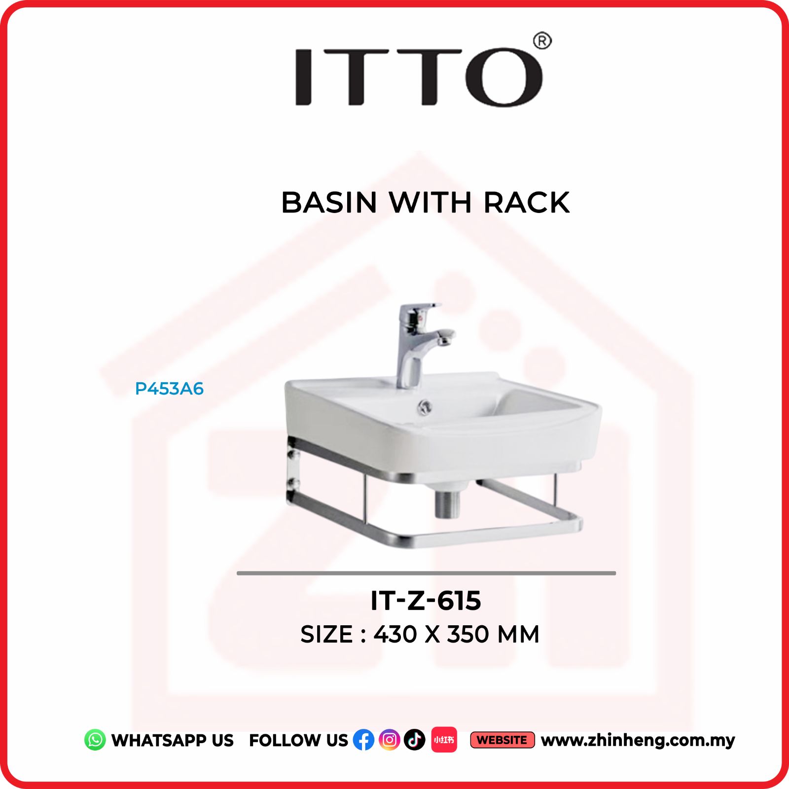 ITTO BASIN WITH RACK  IT-Z-615