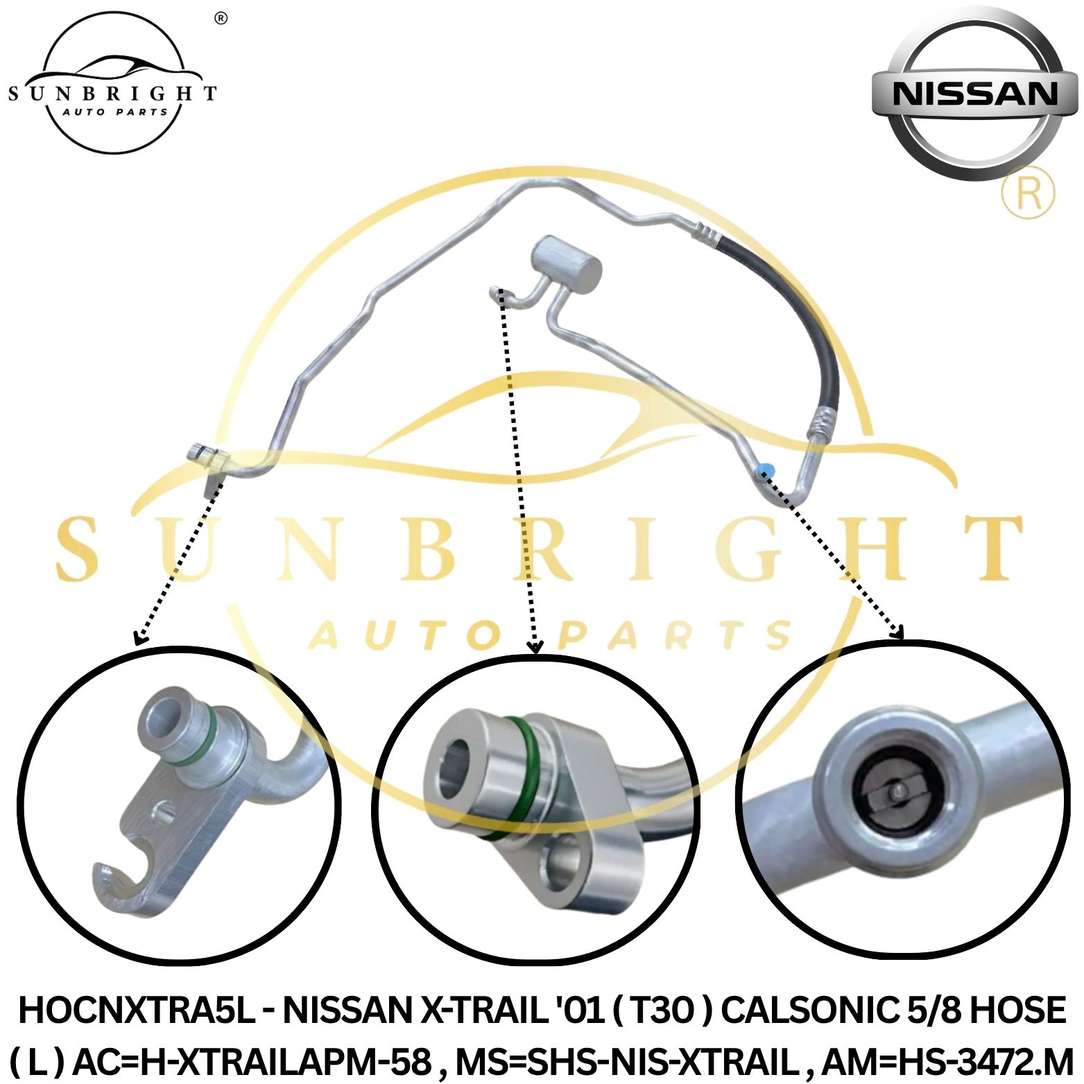 HOCNXTRA5L - NISSAN X-TRAIL '01 ( T30 ) CALSONIC 5/8 HOSE ( L ) AC=H-XTRAILAPM-58 , MS=SHS-NIS-XTRAIL , AM=HS-3472.M