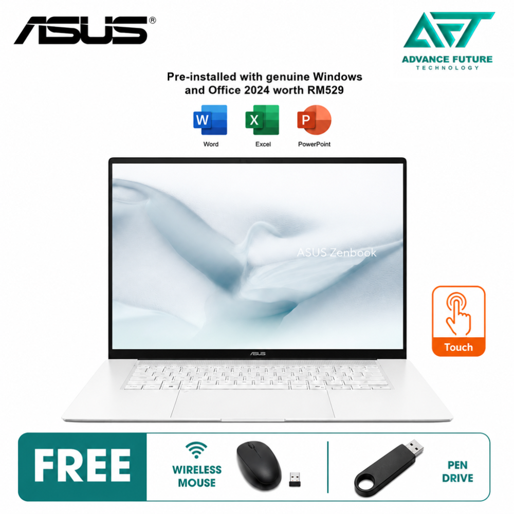 Asus Zenbook S16 UM5606G-ASR466WS 16" 3K OLED Laptop Scandinavian White ( AMD Ryzen AI 9 465, 32GB, 1TB SSD, ATI, W11, H&S 2024&M365 )