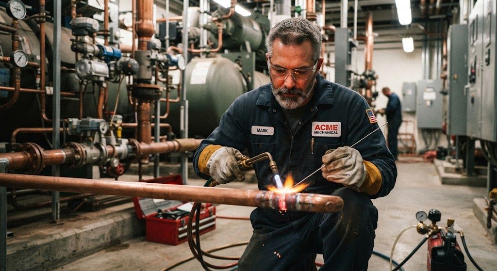 copper joint brazing industrial refrigeration systems