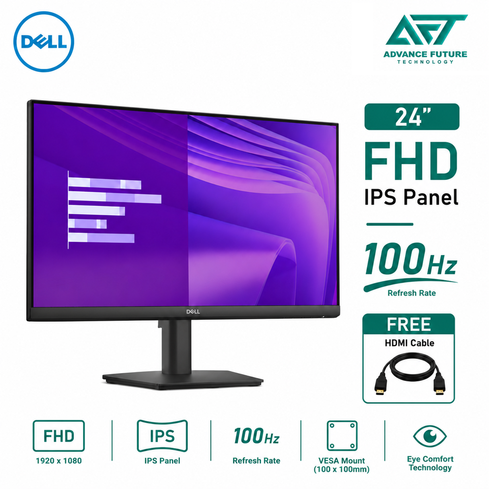 Dell Pro 24 E2425HM 24" FHD IPS 100Hz Flat Monitor ( HDMI, DP, VGA, 3 Years Warranty )
