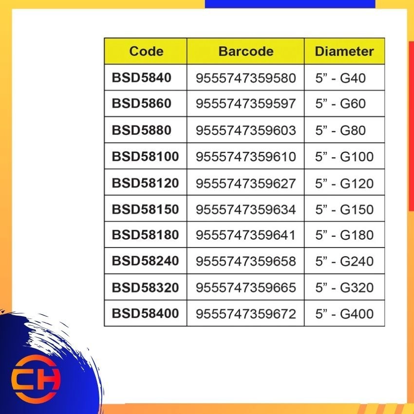 BOSSMAN ABRASIVE PRODUCTS RANDOM ORBITAL SANDING DISC ( 5 PCS / BOX)