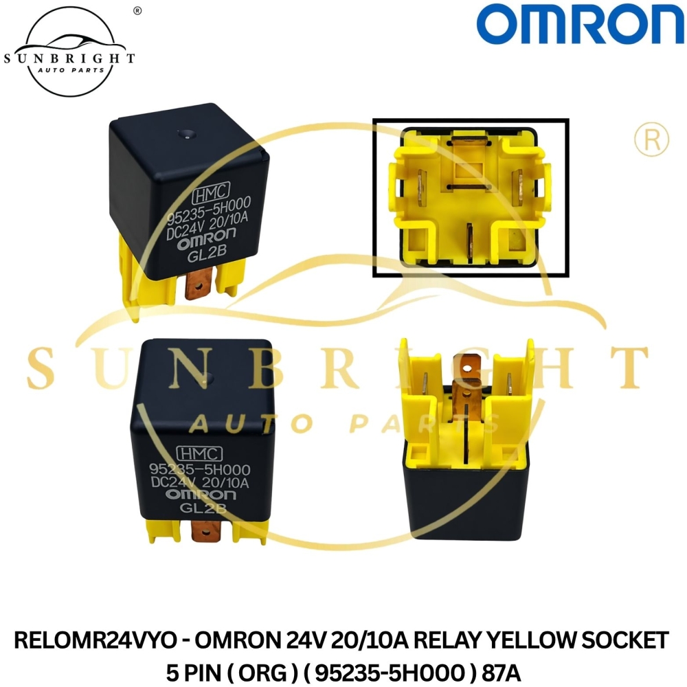 RELOMR24VYO - OMRON 24V 20/10A RELAY YELLOW SOCKET 5 PIN ( ORG ) ( 95235-5H000 ) 87A