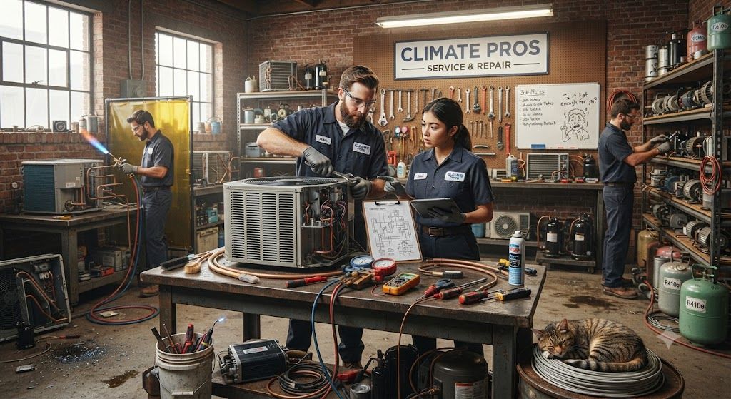 Air conditioning servicing workshop