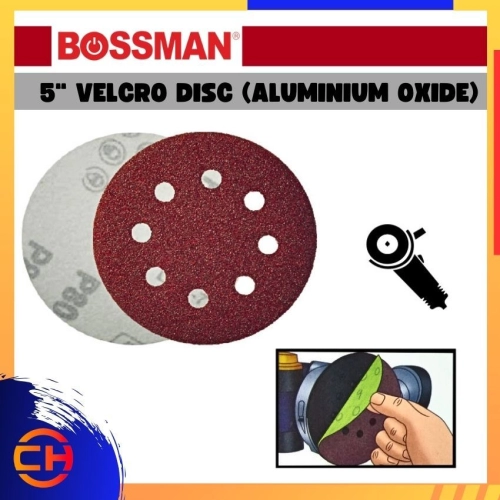 BOSSMAN INDUSTRIAL TOOLS & ABRASIVE PRODUCTS BVD560/ 580/ 5100/ 5120/ 5150/ 5180/ 5220/ 5240 5" VELCRO DISC ( ALUMINIUM OXIDE ) 8 HOLES  - CHENG HUAT HARDWARE (SENTUL) SDN BHD