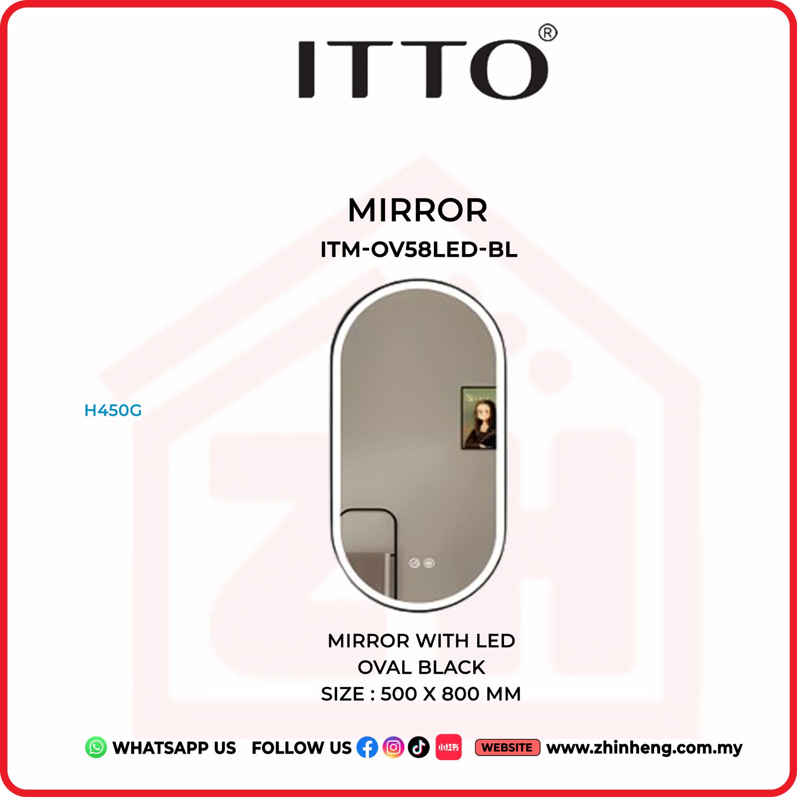 ​​​​​​​ITTO MIRROR WITH LED ITM-OV58LED-BL