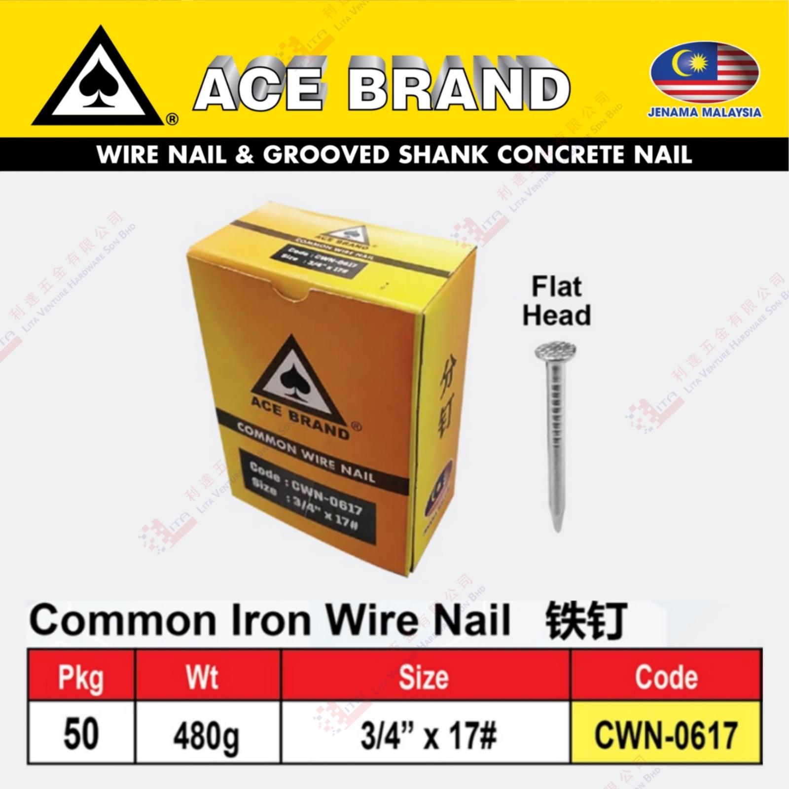 ACE BRAND COMMON IRON WIRE NAIL - CWN0617