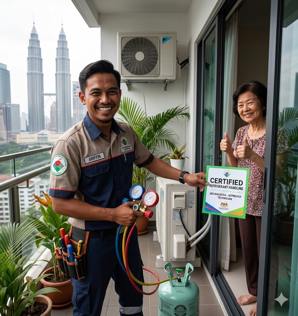 certified air conditioning technician Malaysia refrigerant